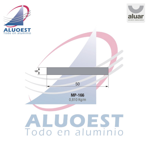Perfil Aluar MP-166 - Planchuela 50 x 6 para anclajes inferior/superior - Aluoest